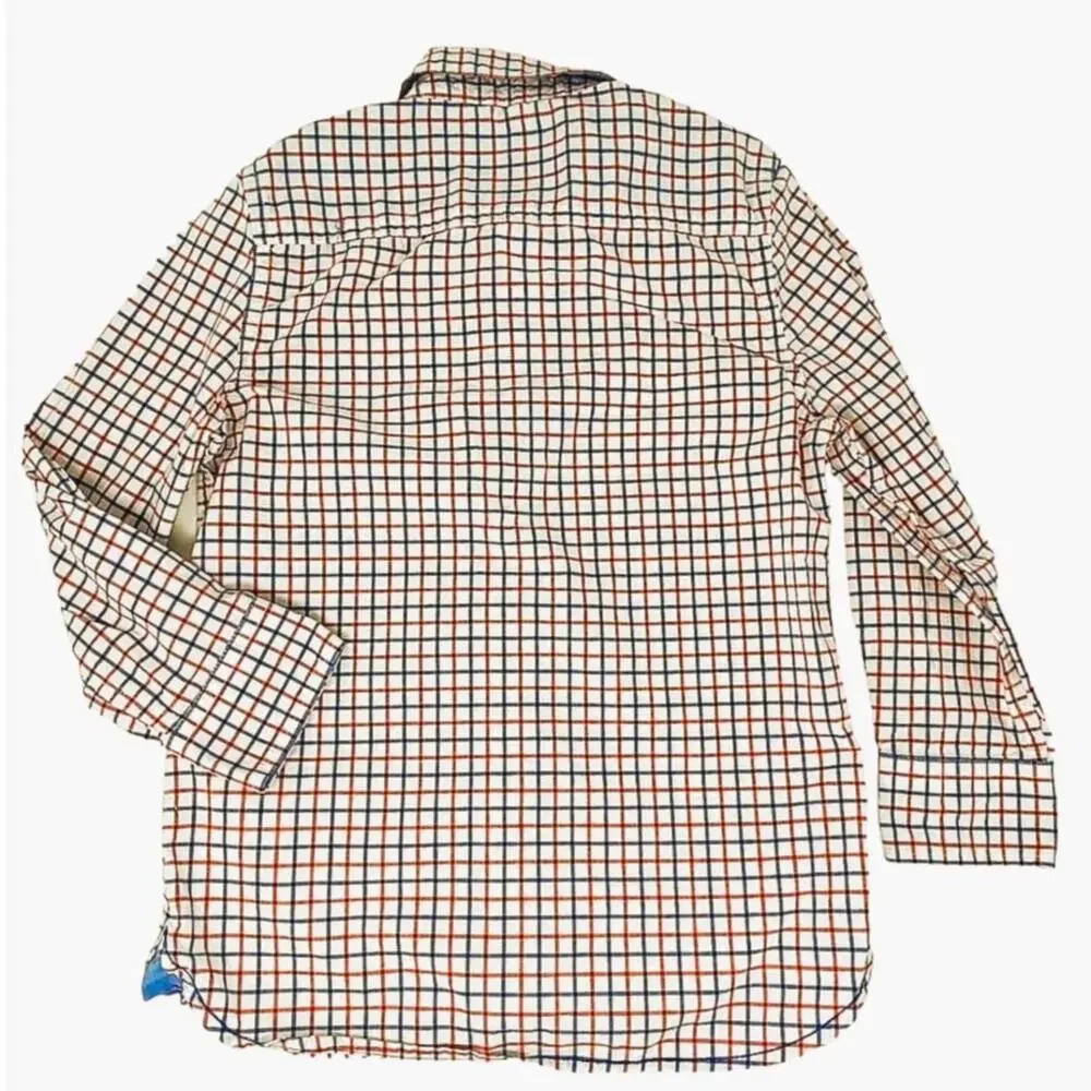 BODEN Boys Button Down Long Sleeve Red White Blue Dress Shirt ~ Size 6-7 Yrs.